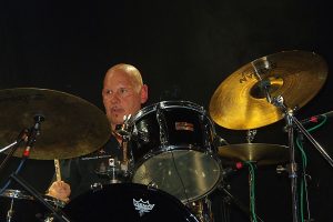Roy Adams on drums performing live with Climax Blues Band