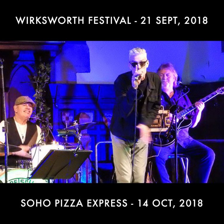 UK gigs live 2018 photo of Graham Dee on vocals, Roy Adams on drums and Lester Hunt on guitar.