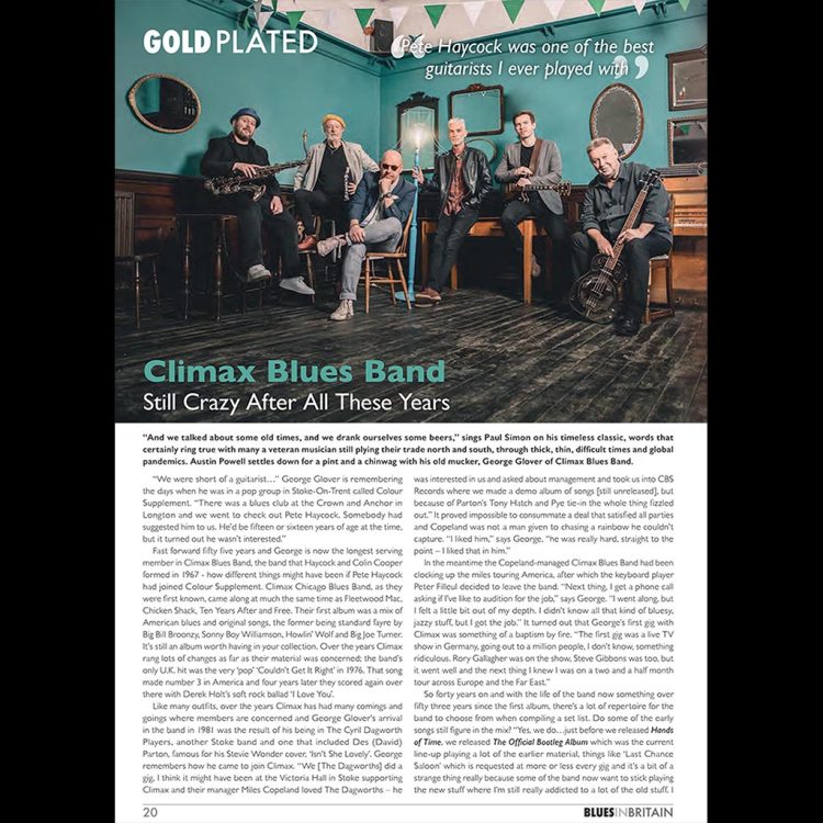 Blues in Britain interview with George Glover of Climax Blues Band